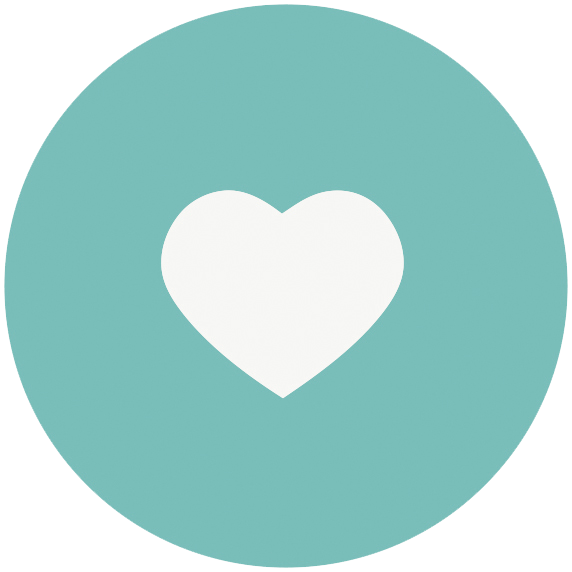 White silhouette of heart in aqua circle